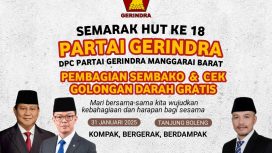 Banner bakti sosial DPC Gerindra Manggarai Barat.(Ist)
